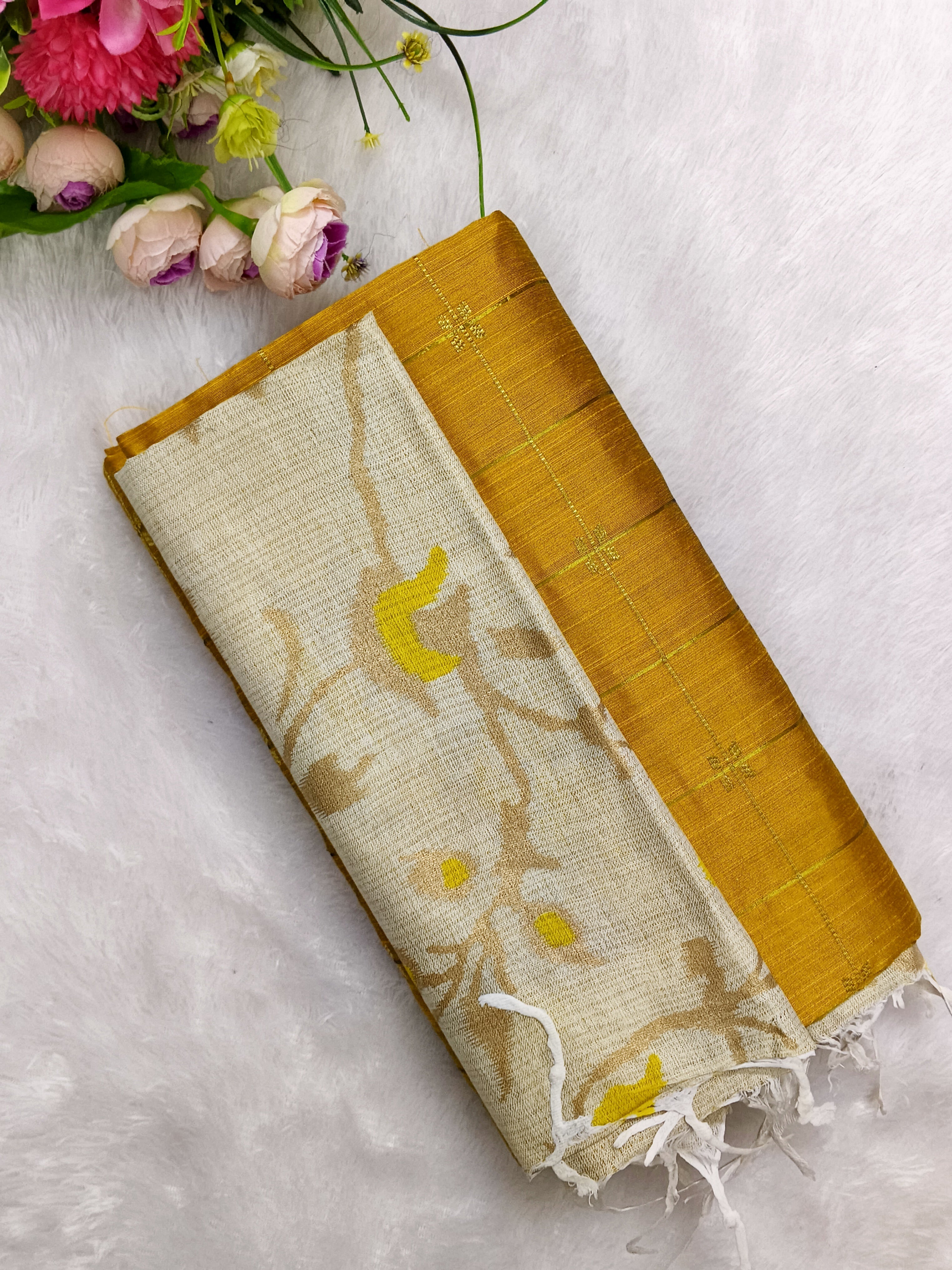 madhubani floral design duppata 3 piece set