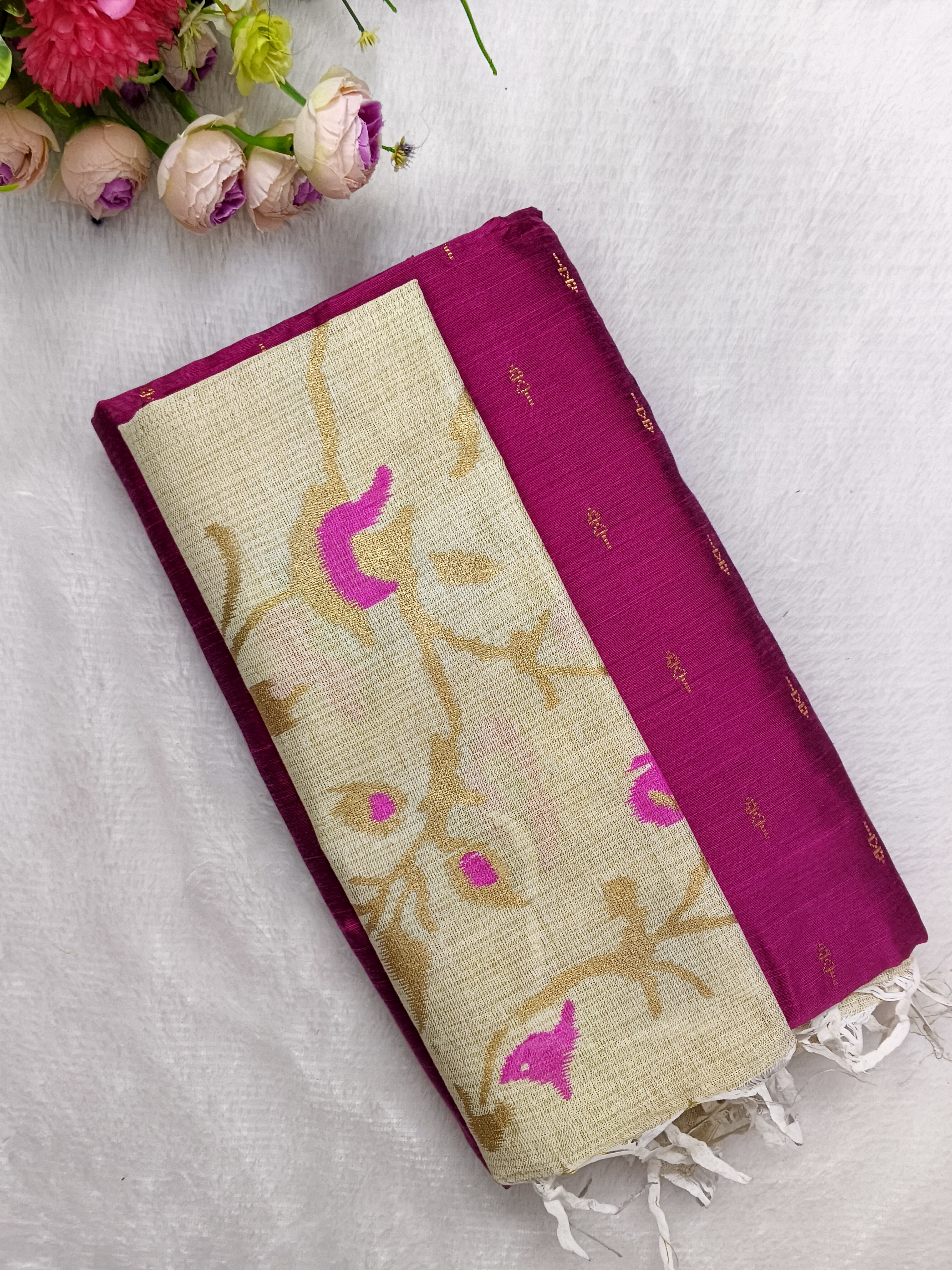 madhubani floral design duppata 3 piece set