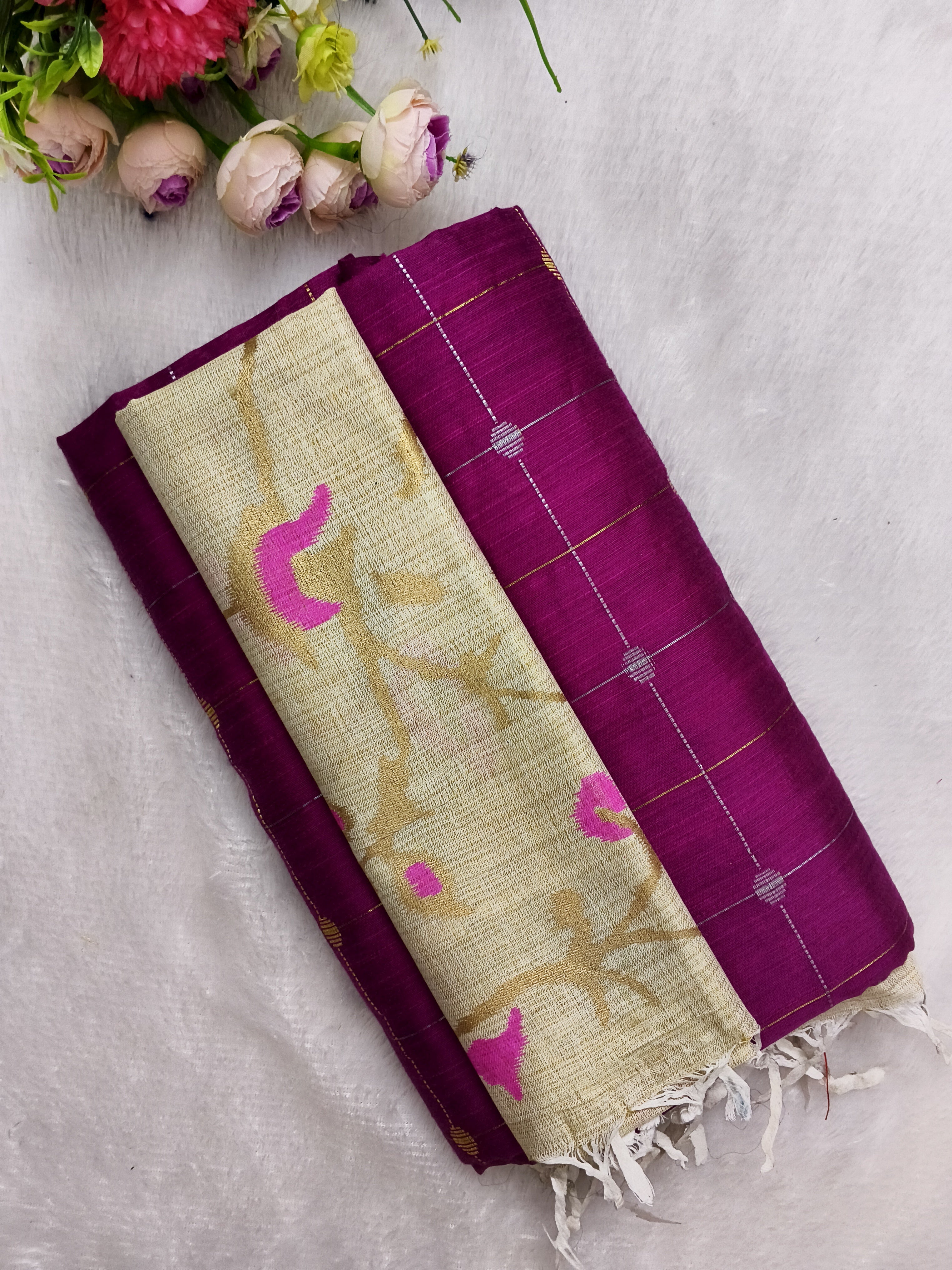 madhubani floral design duppata 3 piece set