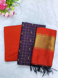 orange with wine colour combination raw silk with 3 piece set