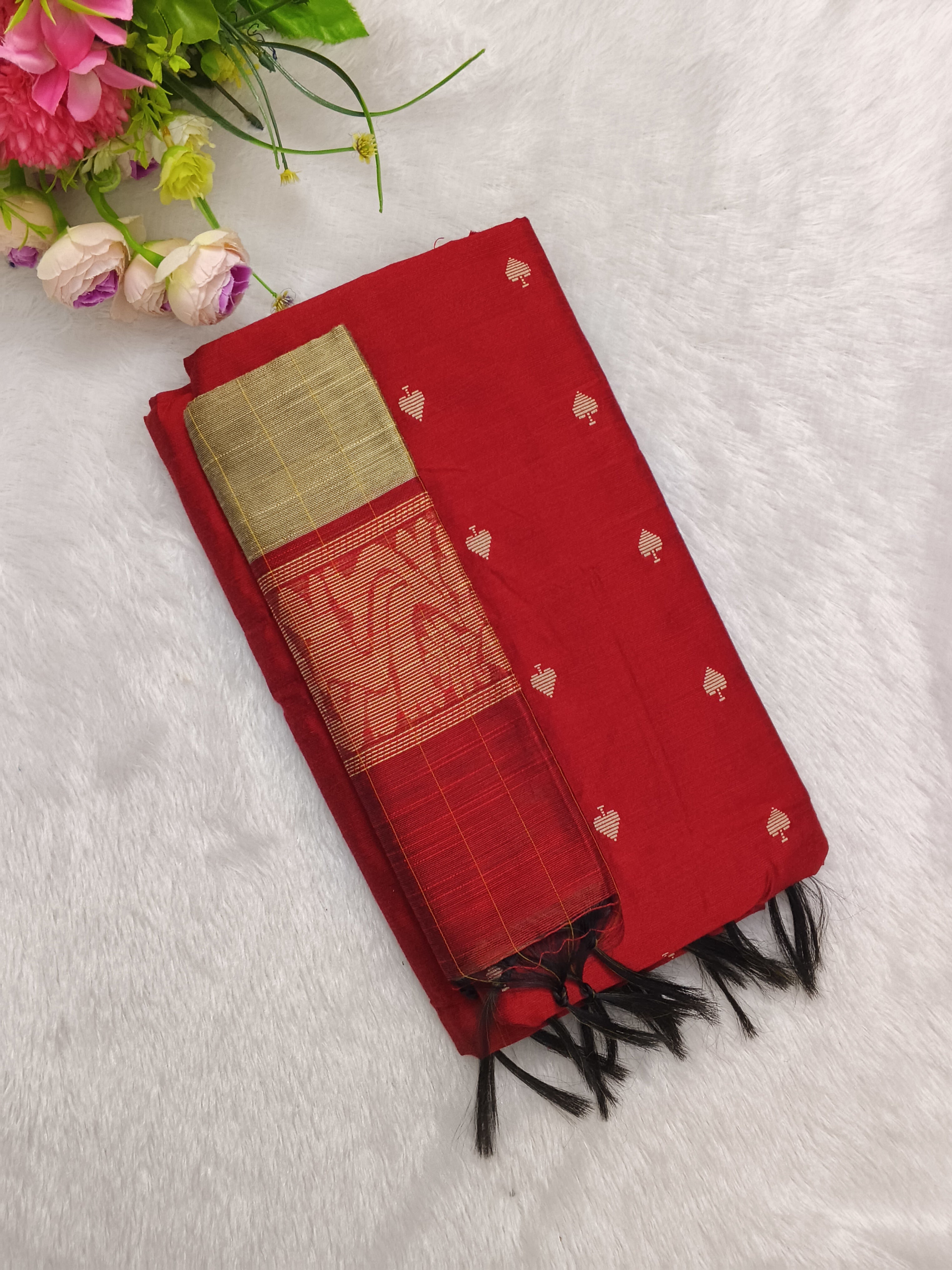 RED RAW SILK 3 PIECE SET