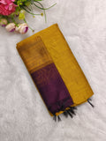 MUSTARD YELLOW WITH MARRON RAW SILK 3PIECE SET
