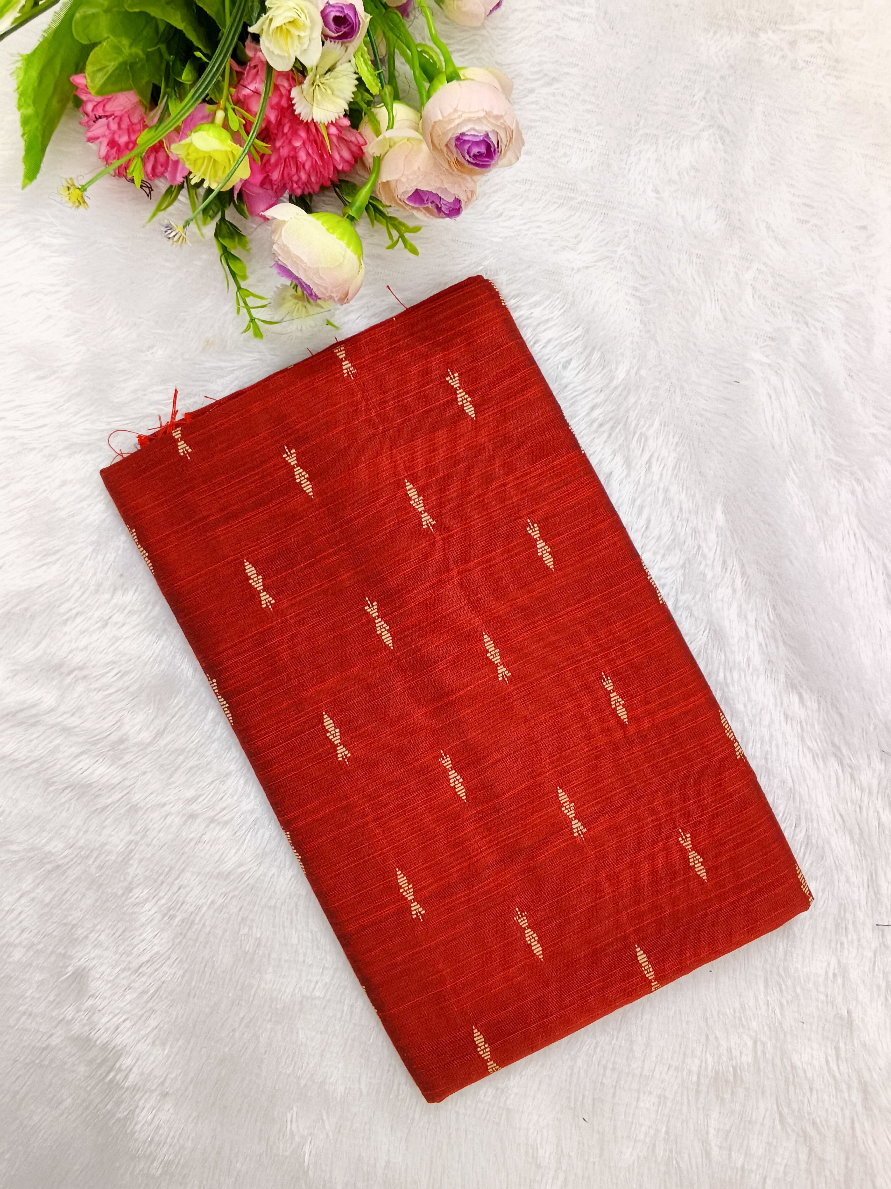 red raw silk top