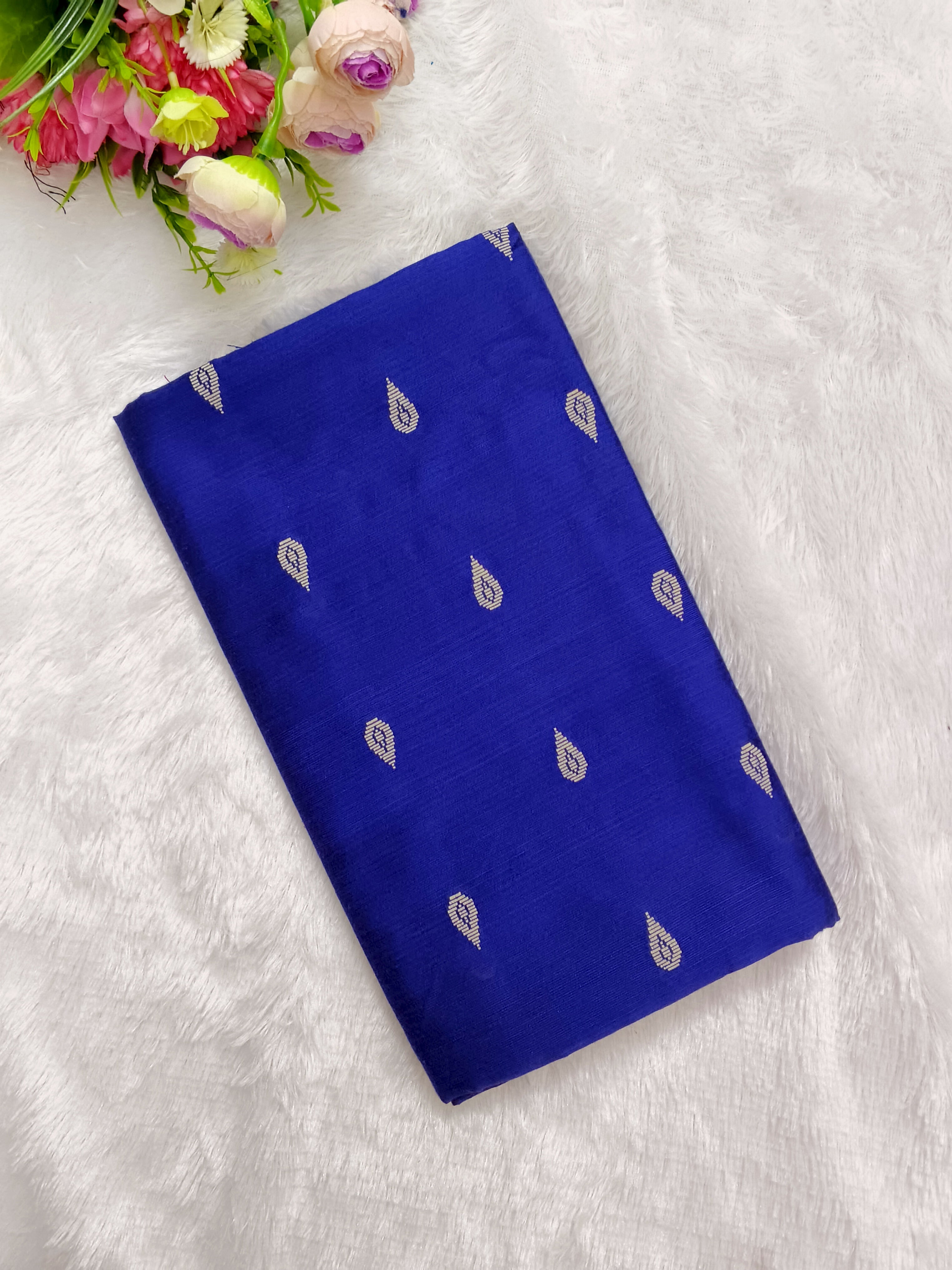 royal blue raw silk top