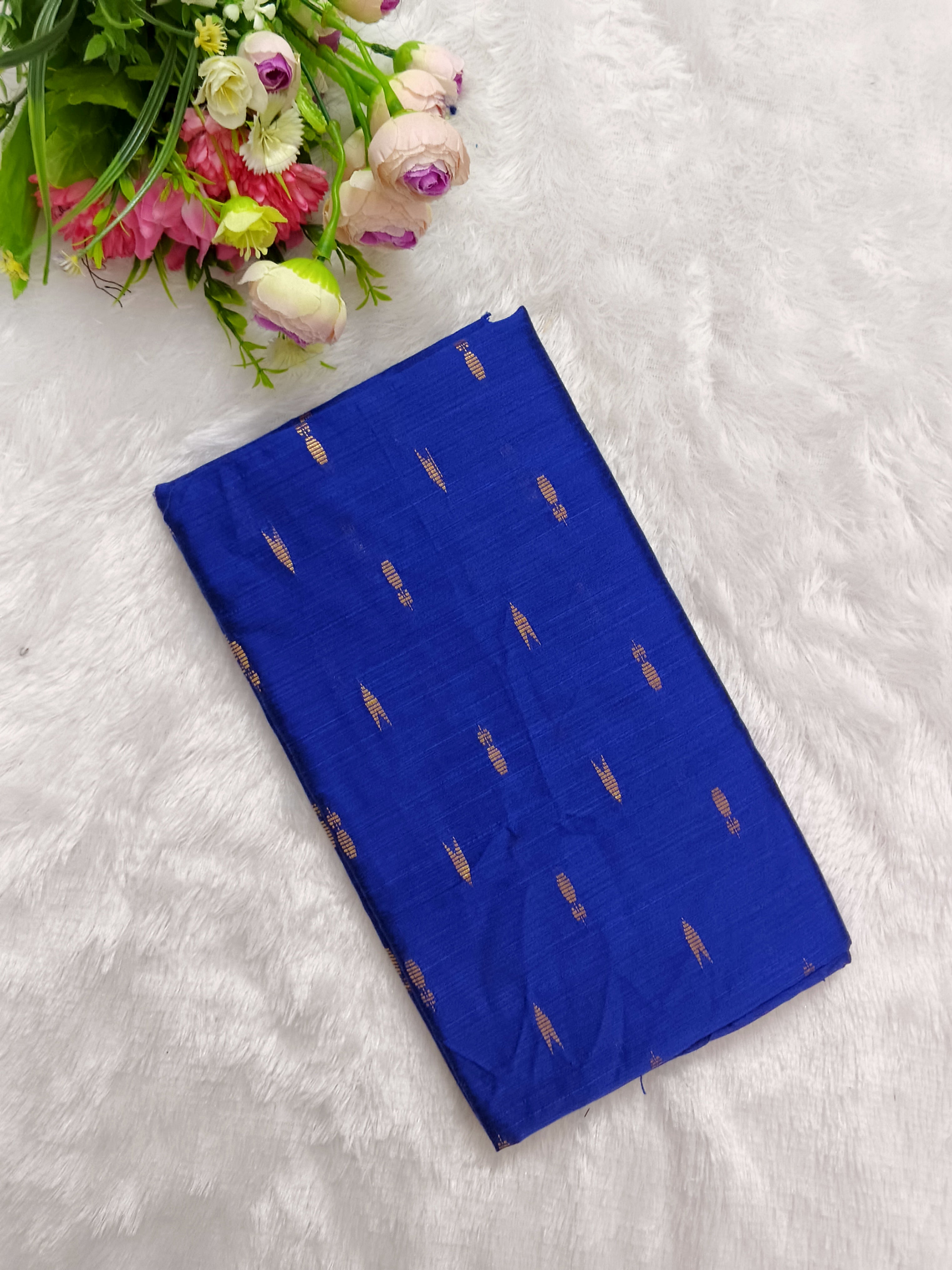 royal blue raw silk top