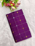 purple checked raw silk top