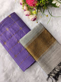 lavendor with silver raw silk 2 piece set