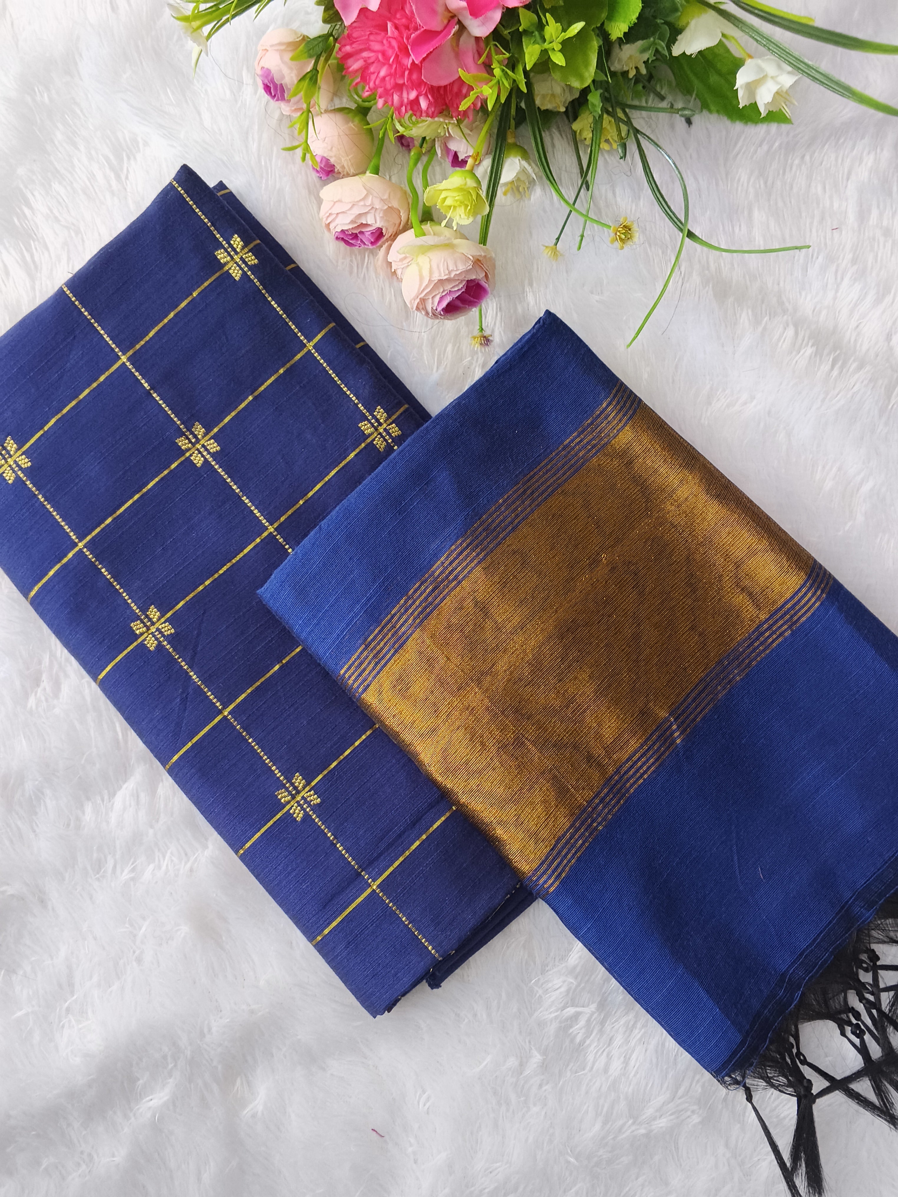 royal blue raw silk 2 piece set