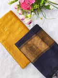 yellow checked raw silk 2 piece set