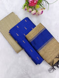 royal blur raw silk 3 piece set