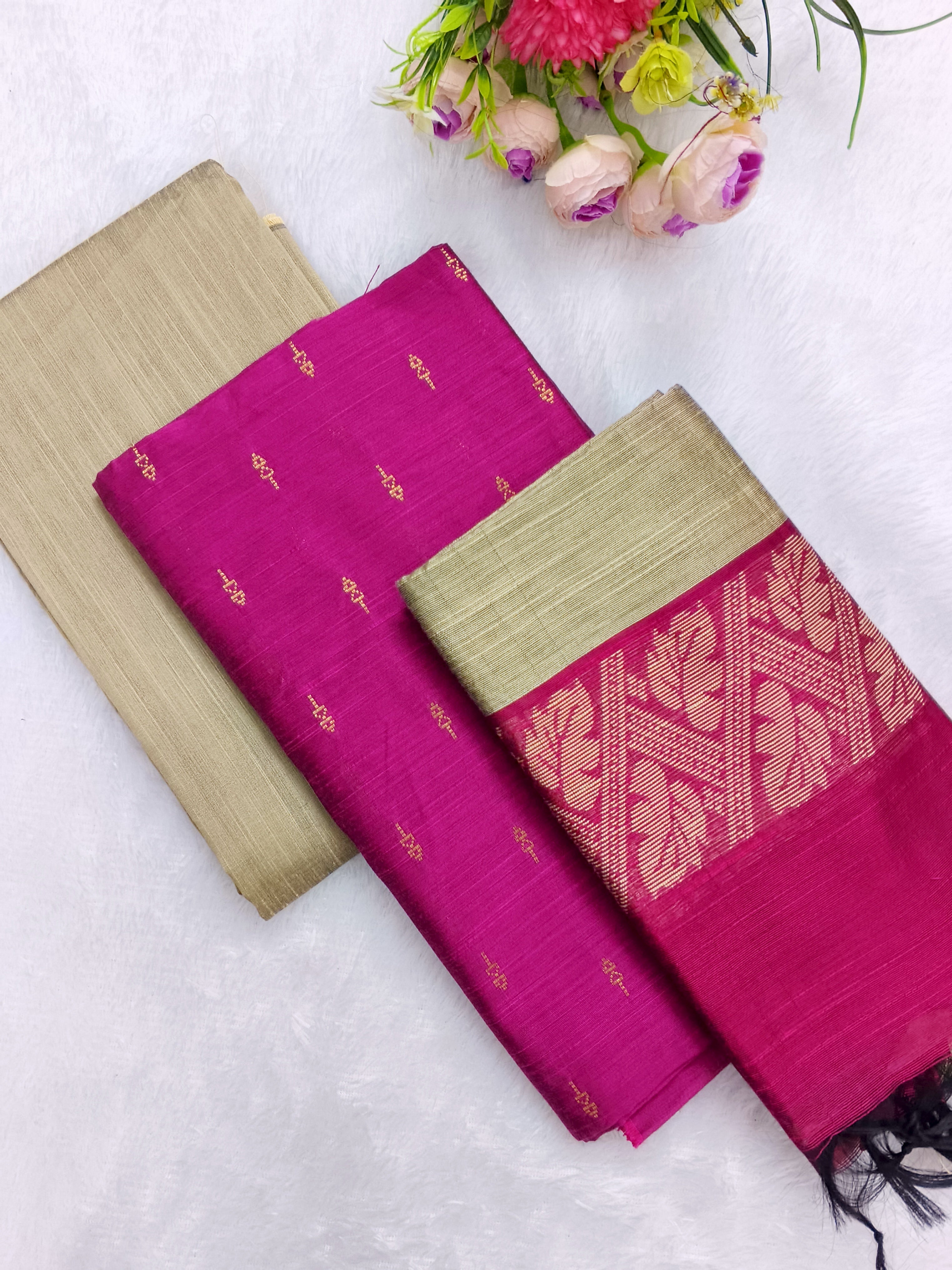 rani pink raw silk 3 piece set