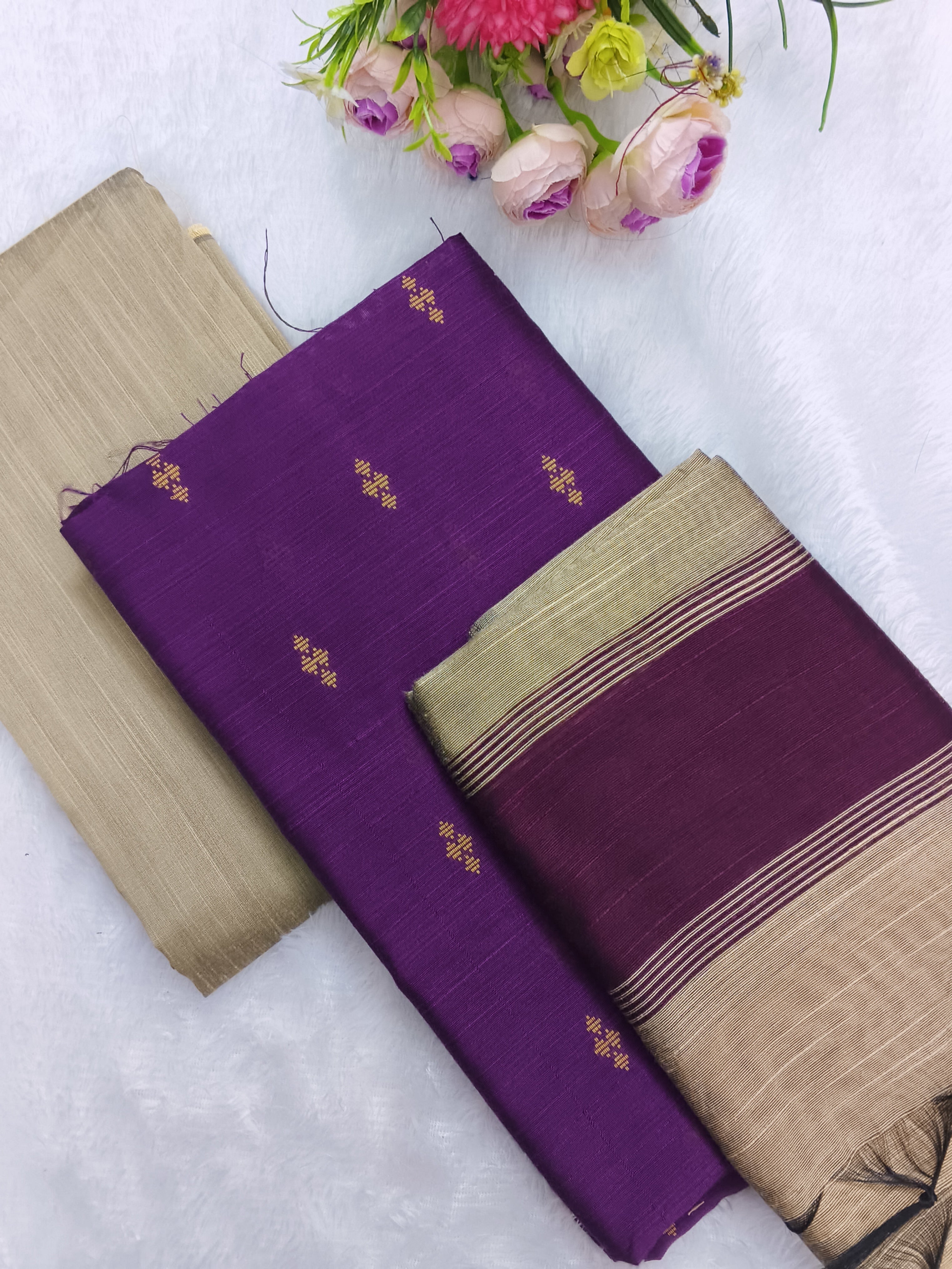 wine raw silk 3 piece set