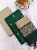 bottle green raw silk 3piece set