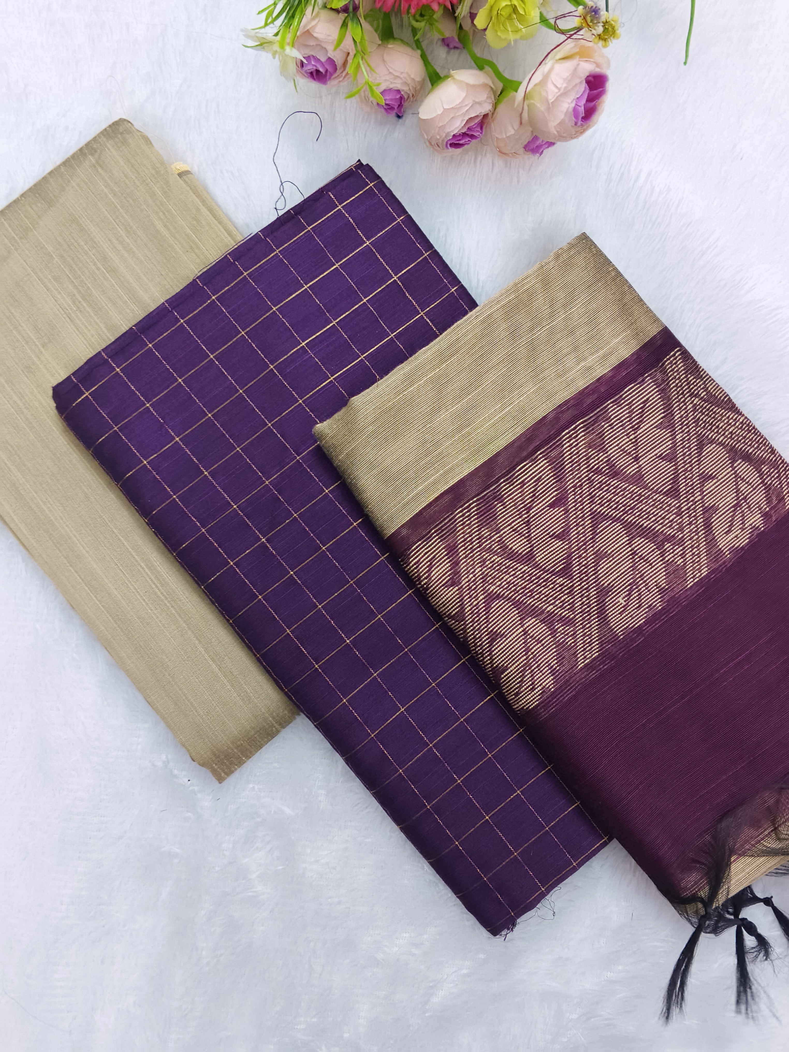 wine raw silk 3 piece set