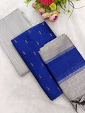 royal blue with silver raw silk 3 piece set