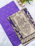 lavendor raw silk top with purple kalamkari duppata 2 piece set