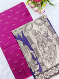 mejanta pink raw silk top with purple kalamkari duppata 2 piece set