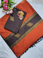 chocolate brown with rust orange soft silk 2 piece set