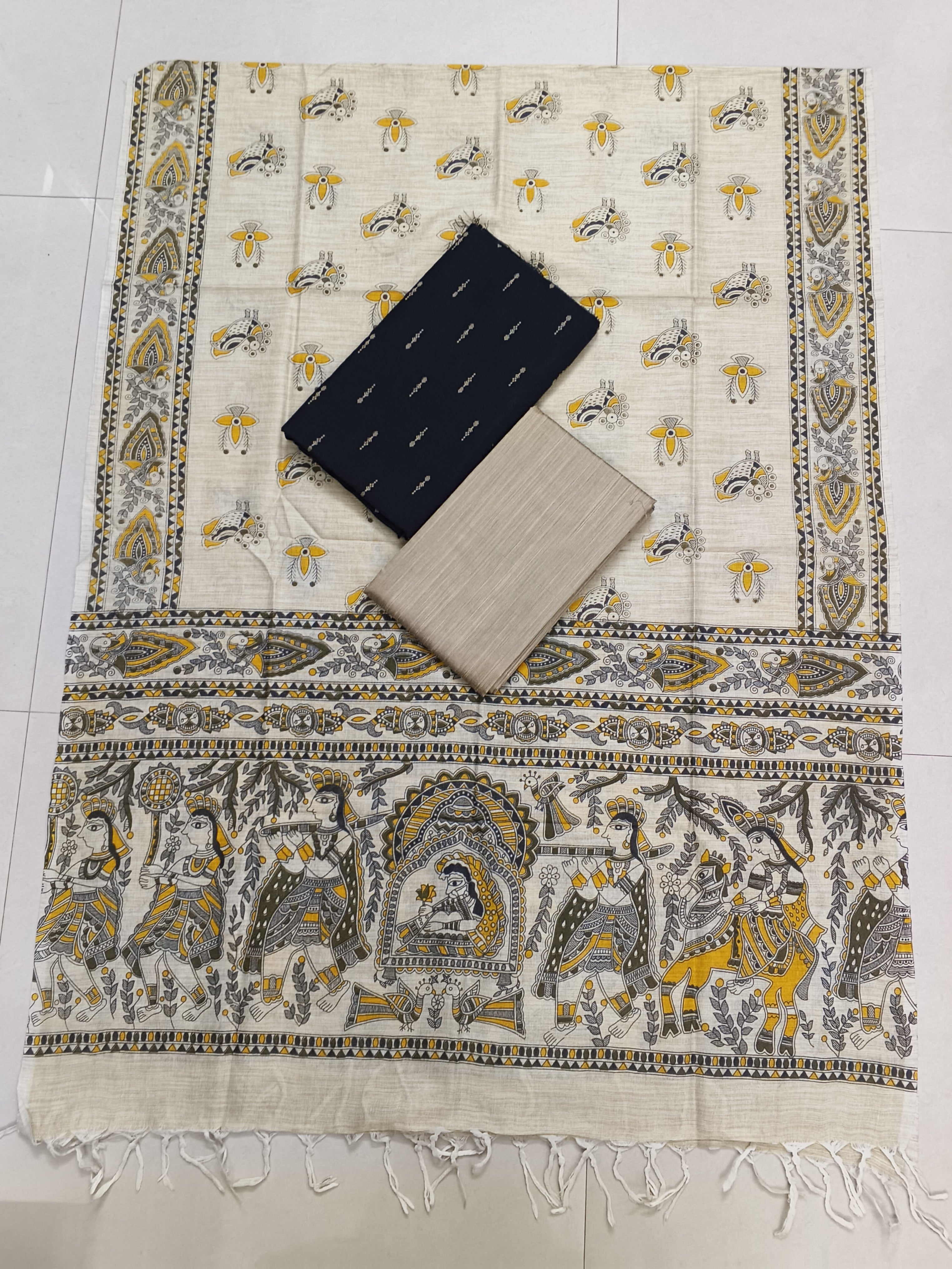 black madhubani 3 piece set
