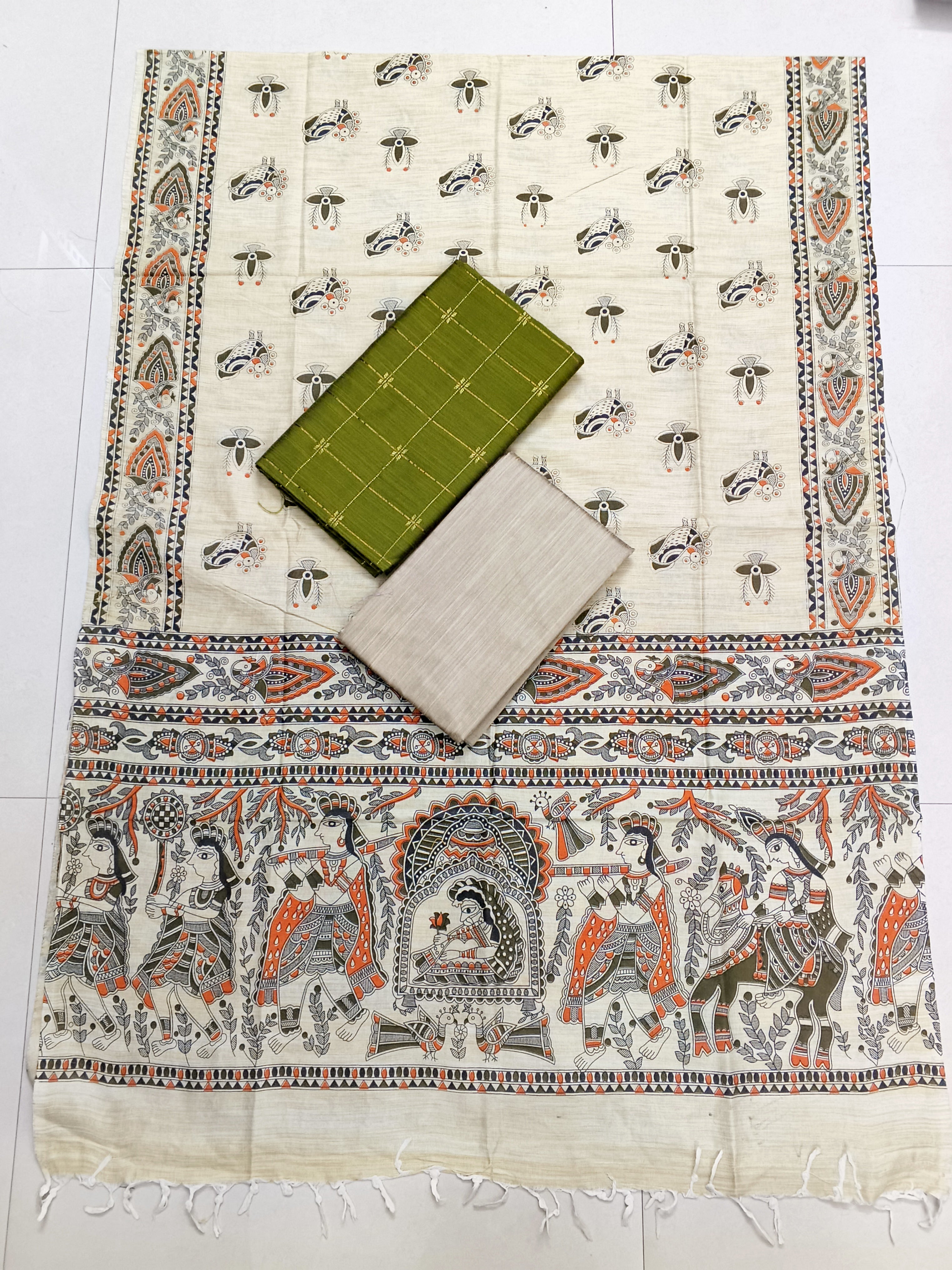 apple green madhubani 3 piece set