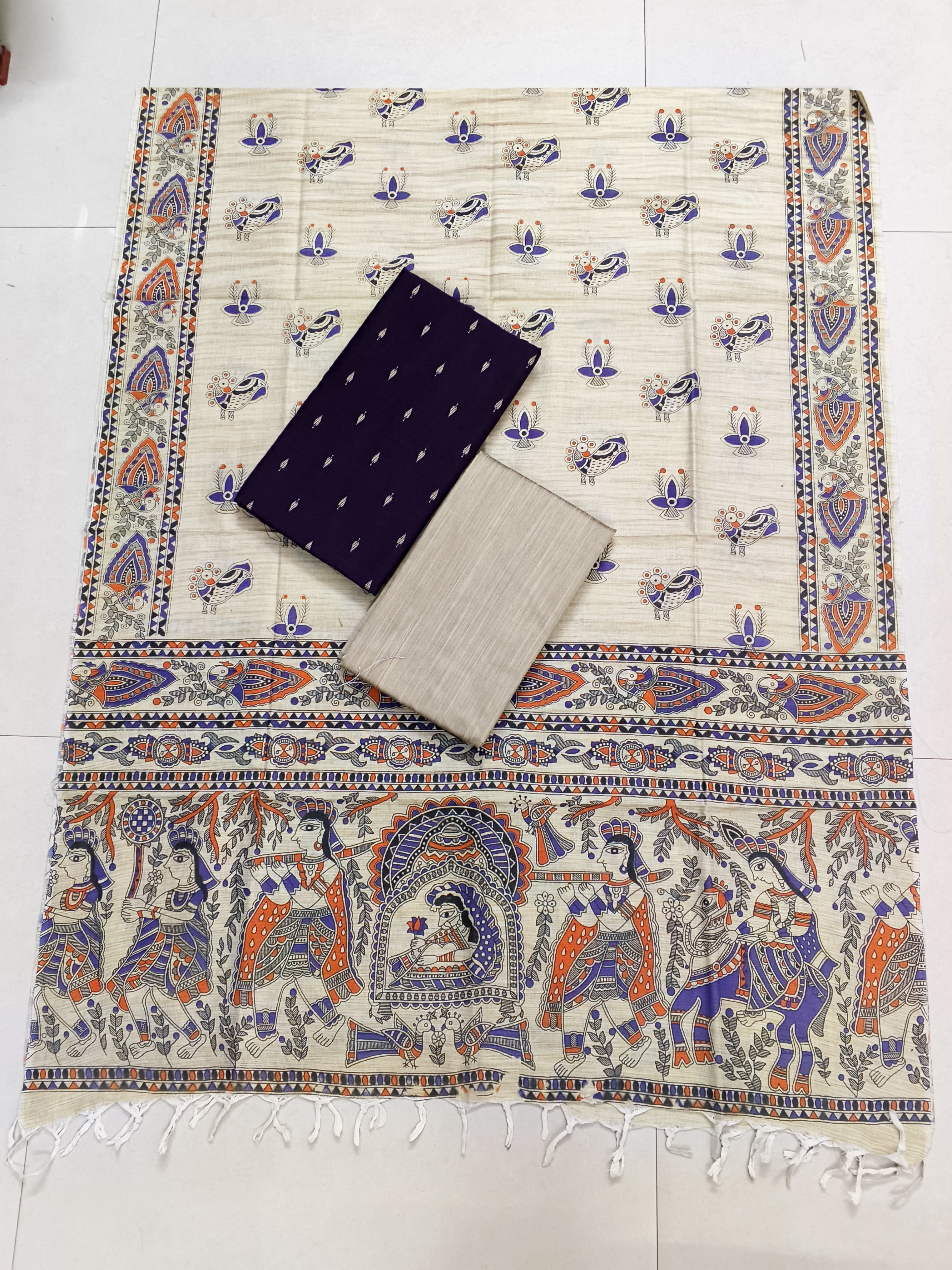 wine madhubani 3 piece set