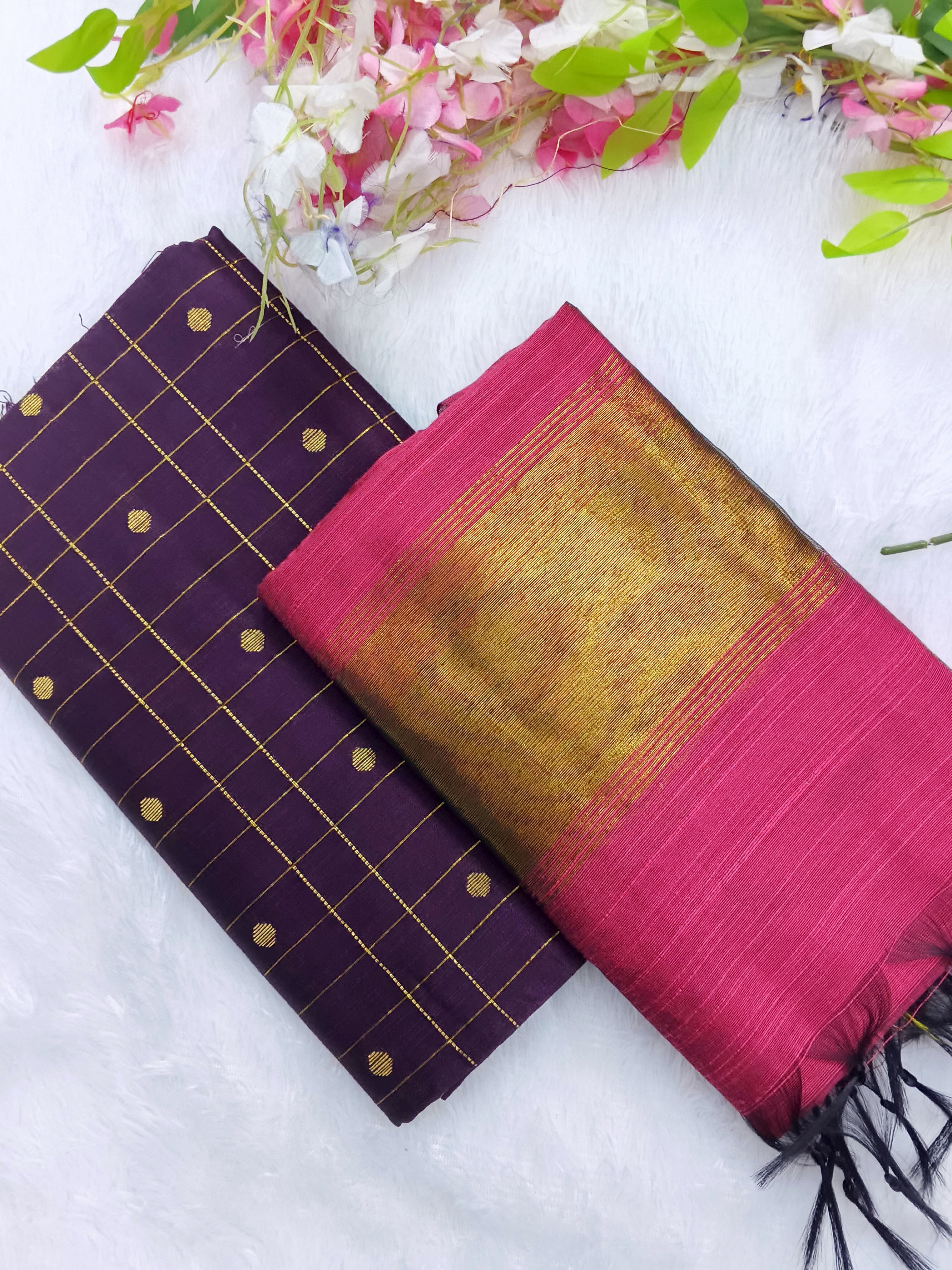 brown top with peech colour duppata