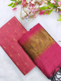 peech colour raw silk top with peech colour tissue border duppata