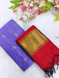 lavendor raw silk top with red tissue border duppata