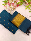 mayil blue with tissue border duppata