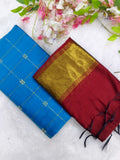 teel blue with red tissue border duppata