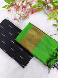 black with parrot green tissue border dupppata