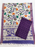dark purple chennuri silk duppata with raw silk top