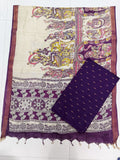 wine colour chennuri silk duppata with raw silk top