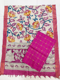 rani pink chennuri silk duppata with raw silk top