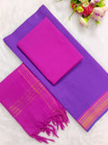 purple with pink mangalagiri cotton 3 piece set