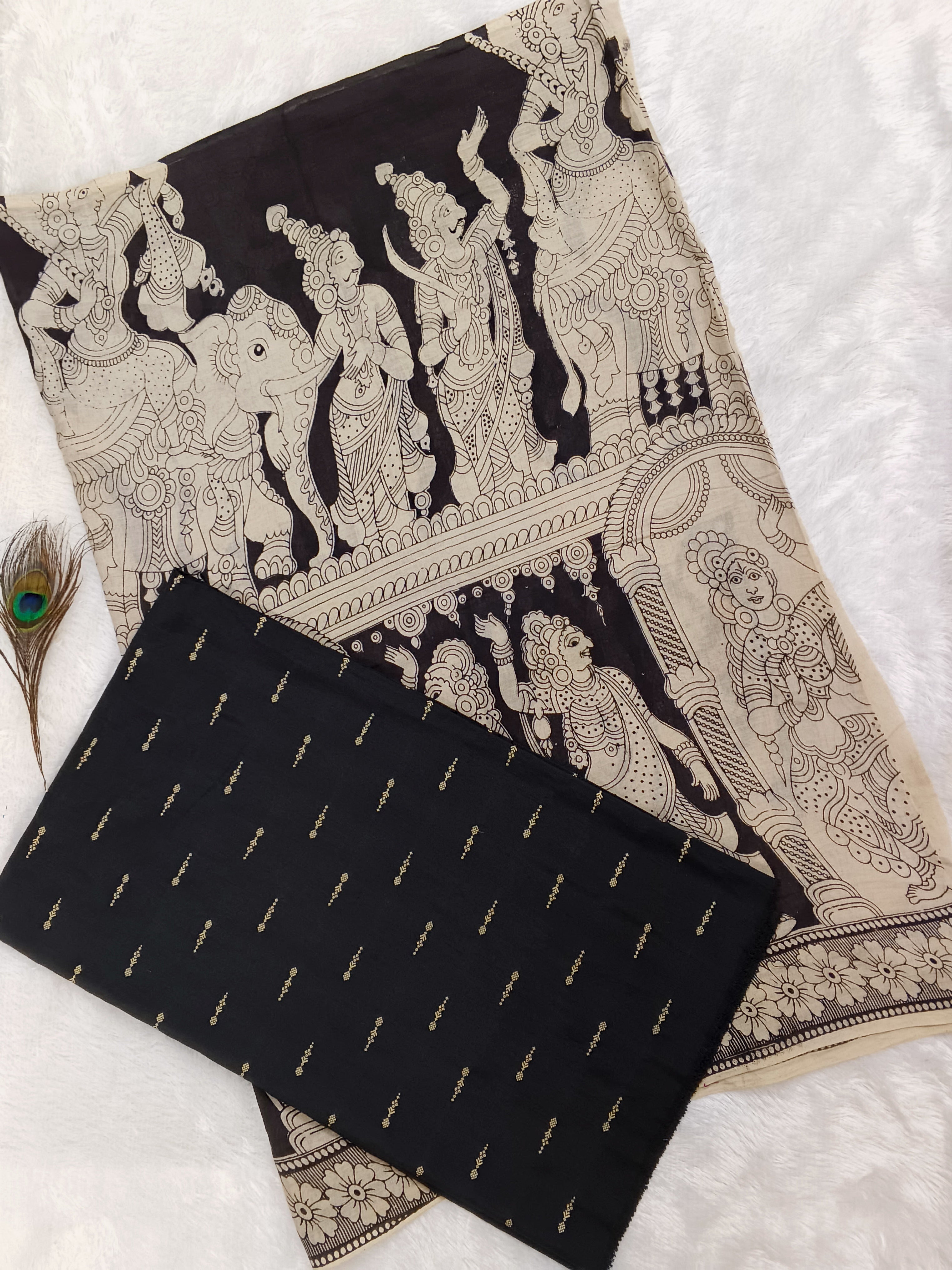 black cotton kalamkari 2 piece set