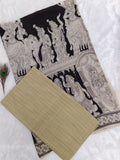 half white raw silk top with black kalamkari duppata