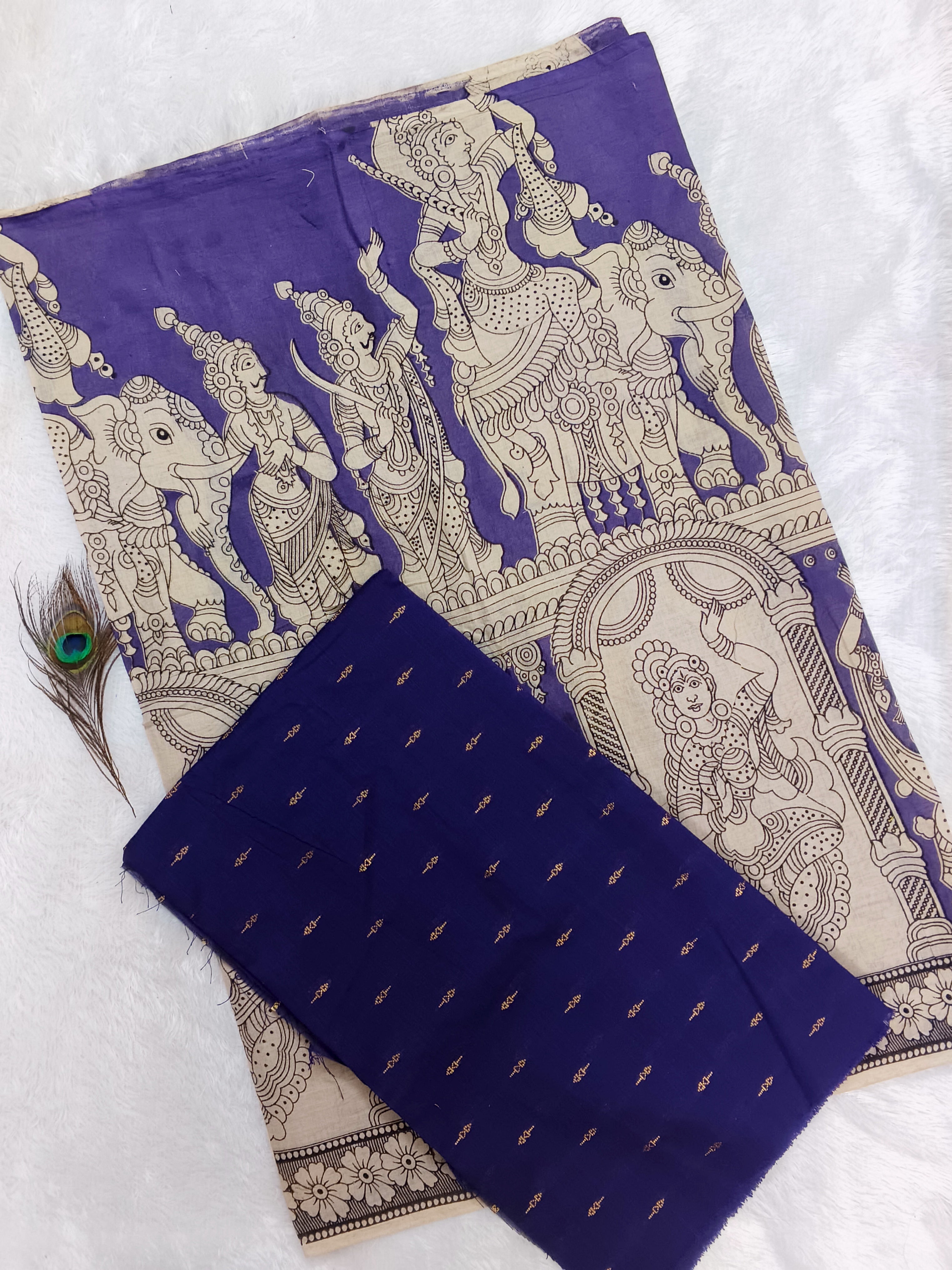 violet cotton kalamkari duppata 2 piece set