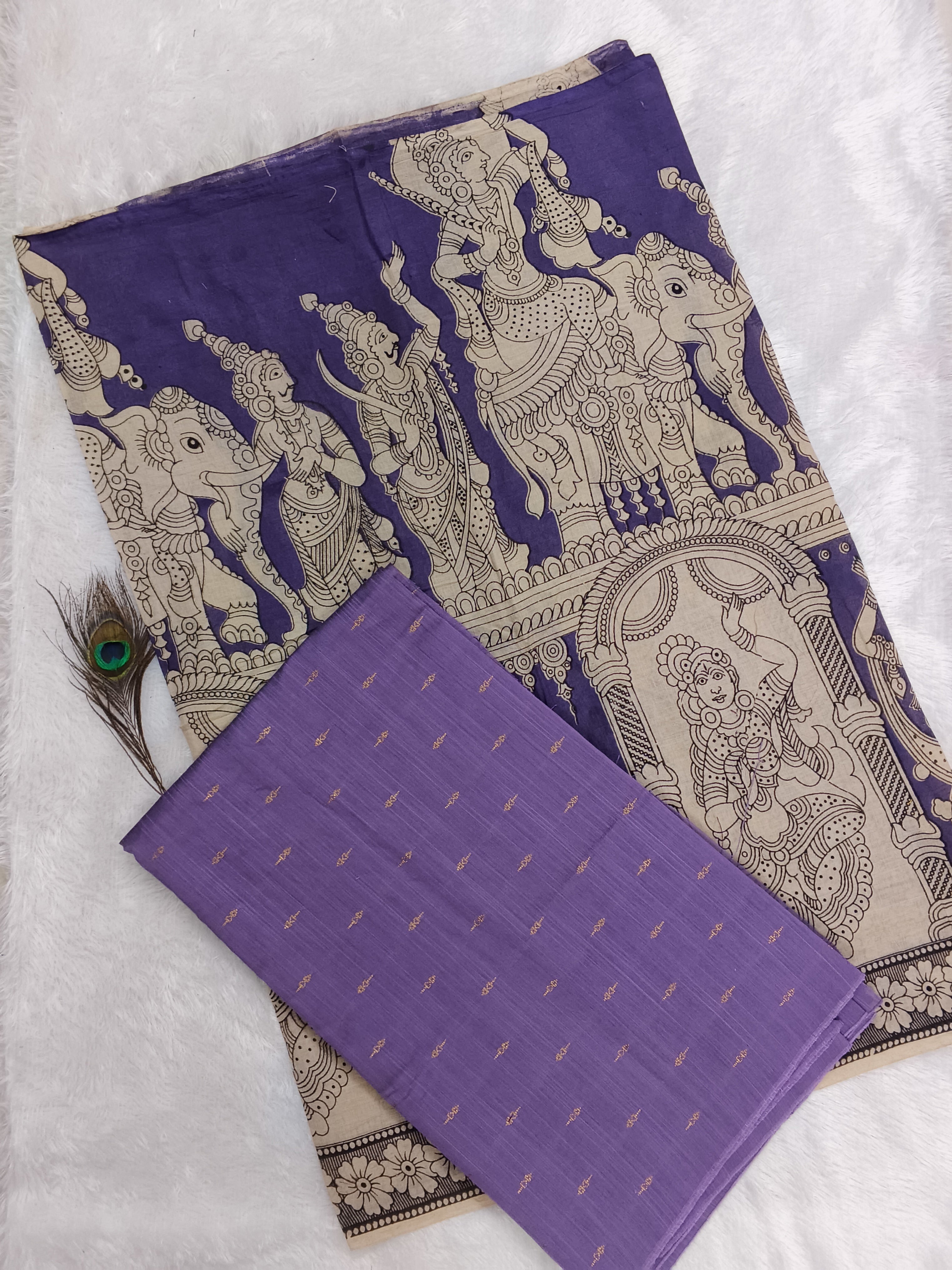 lavendor cotton lkalamkari 2 piece set