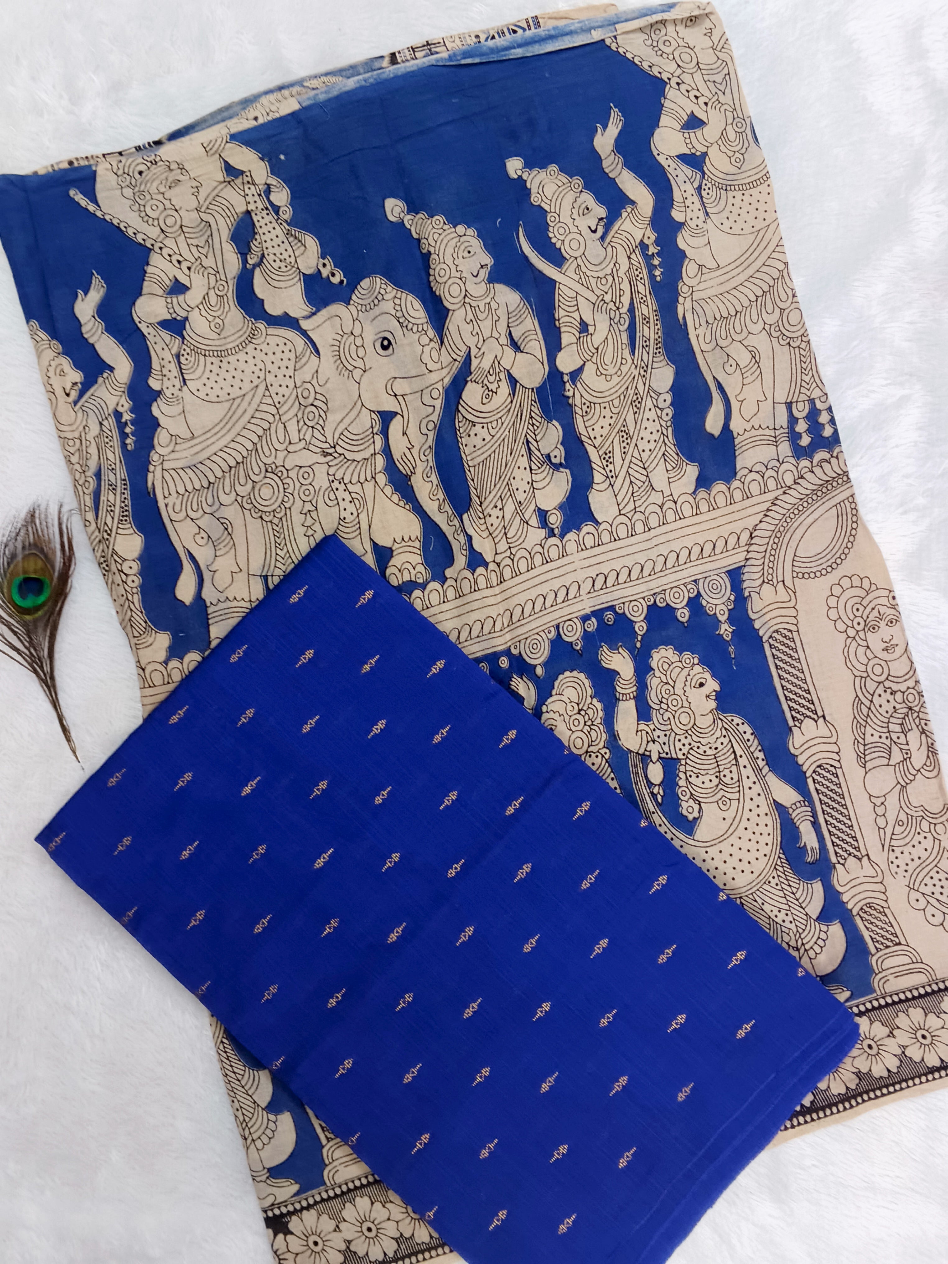 royal blue cotton kalamkari 2 piece set