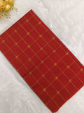orange checked pattern raw silk top