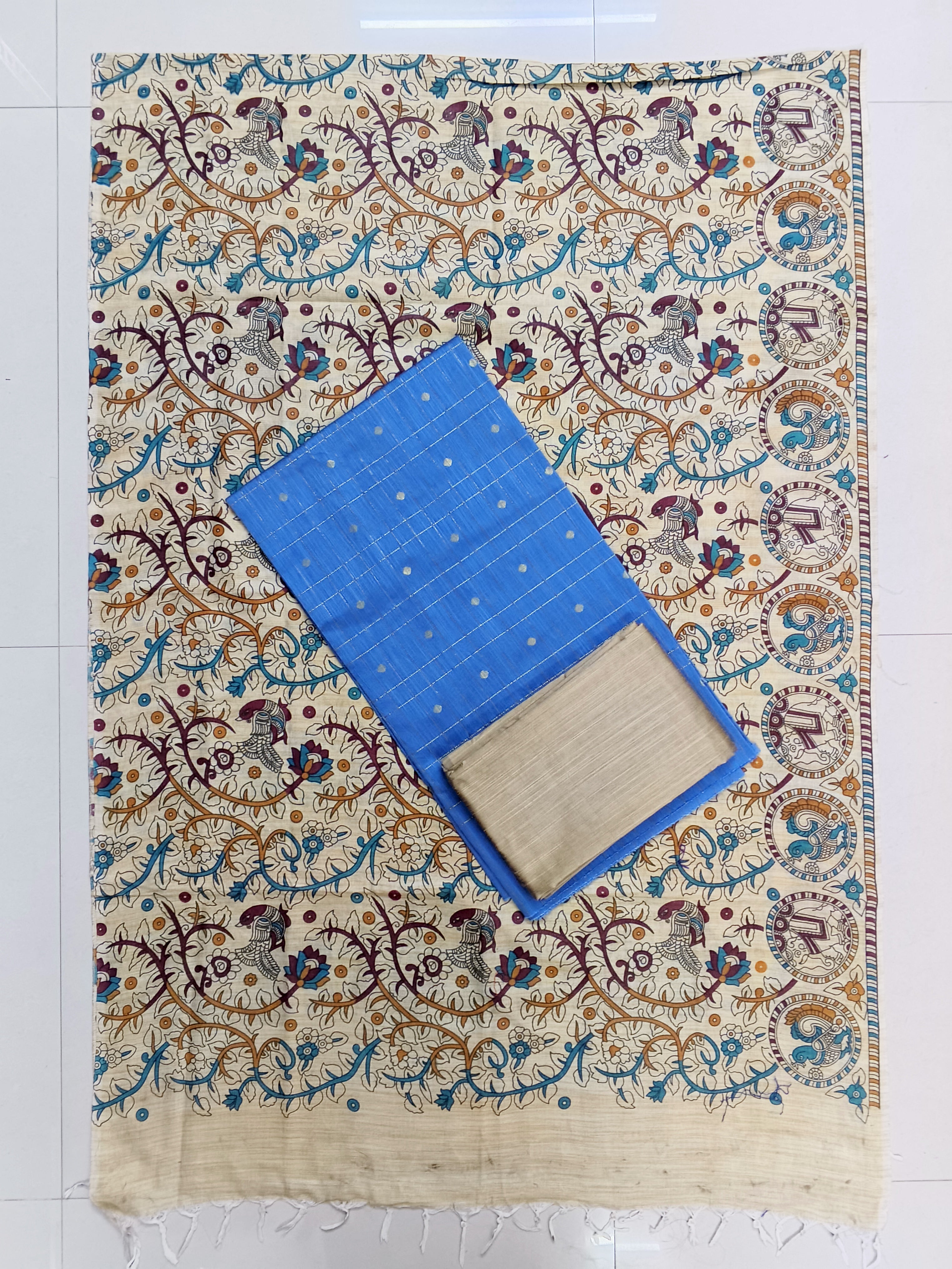 skyblue madhubani 3 piece set