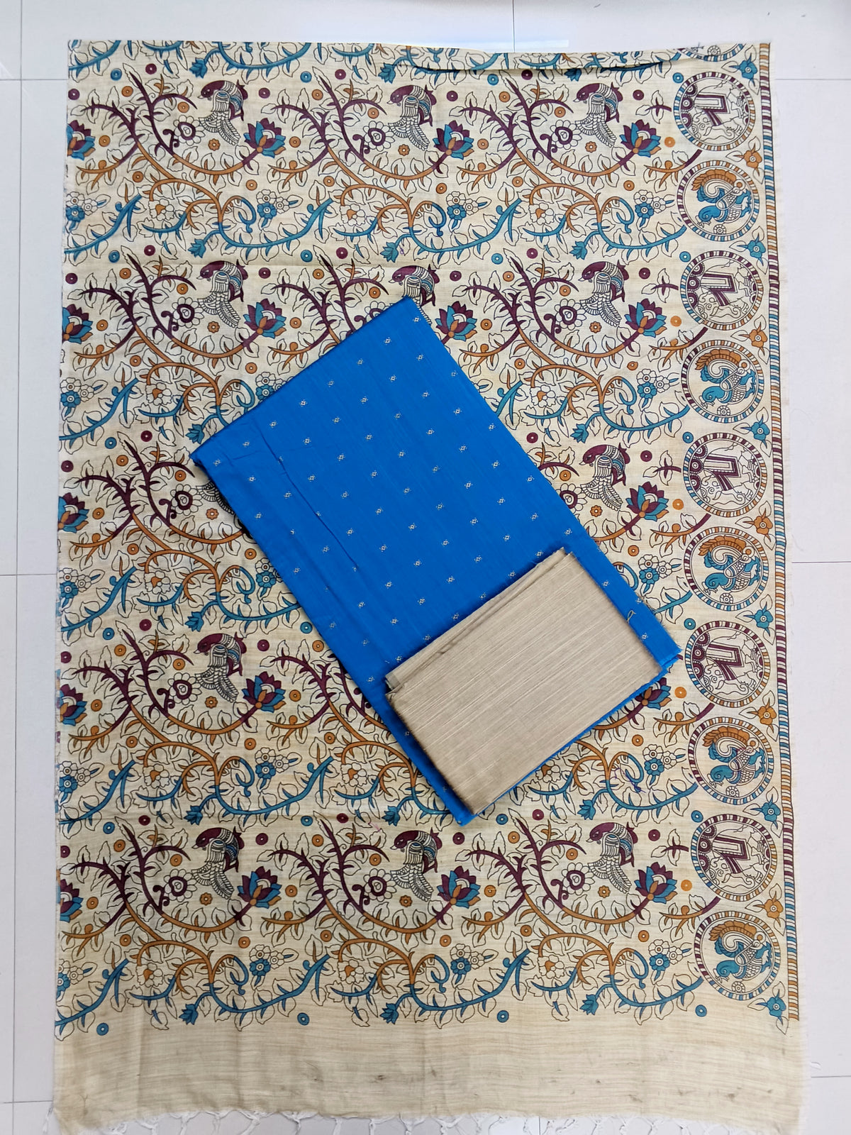 skyblue madhubani 3 piece set
