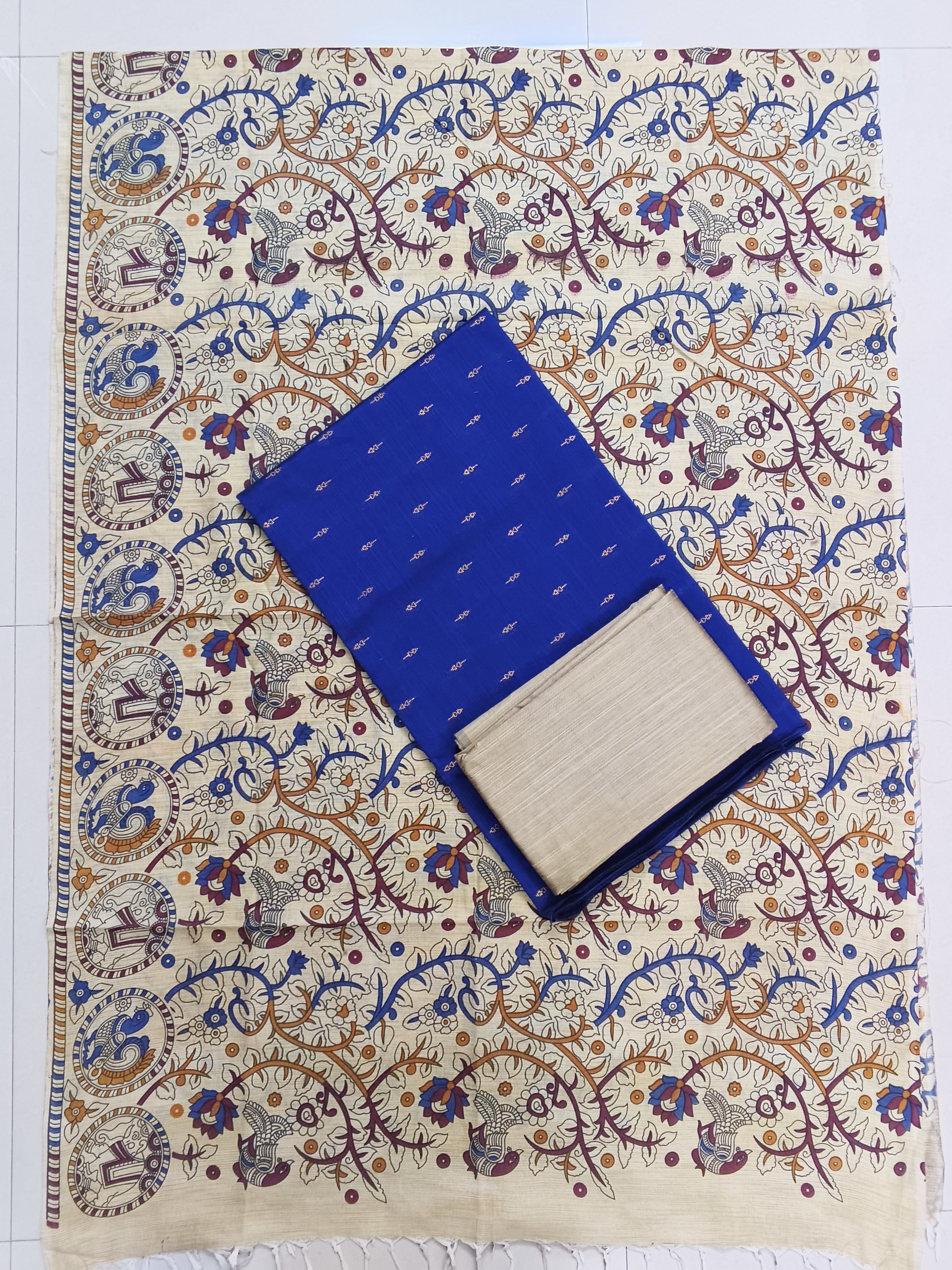 royal blue madhubani 3 piece set