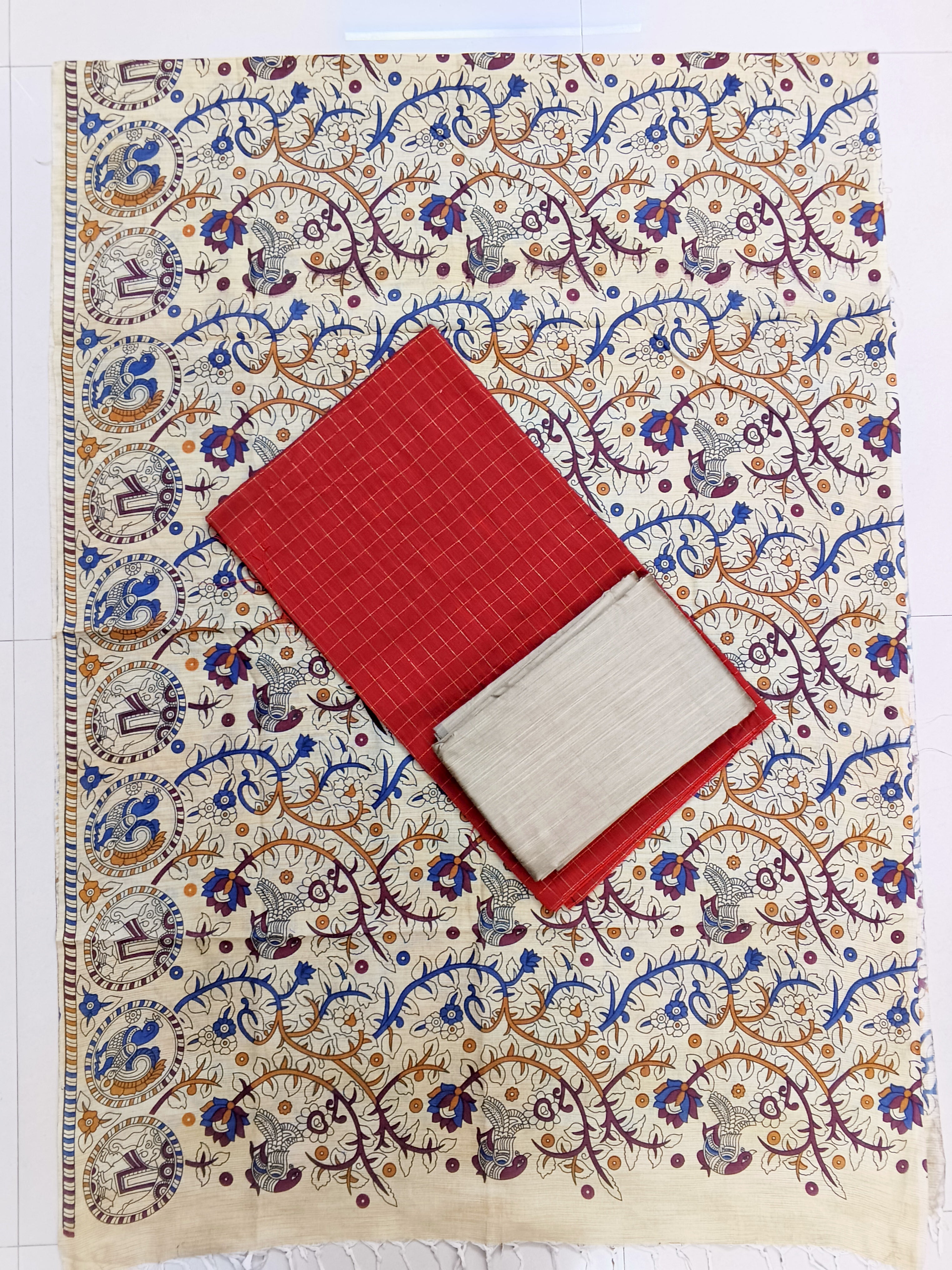 red madhubani 3 piece set