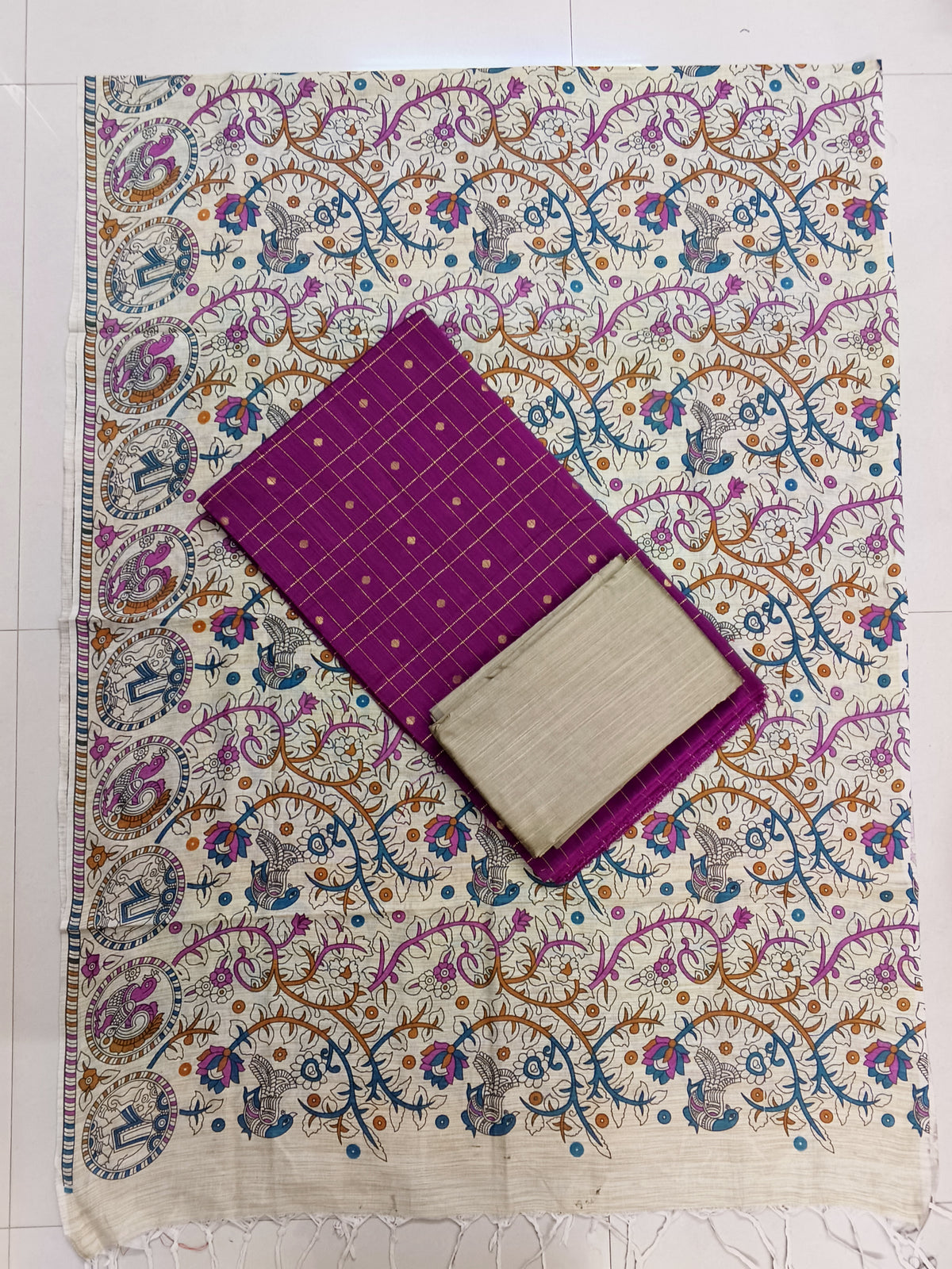 majanta pink madhubani 3 piece set