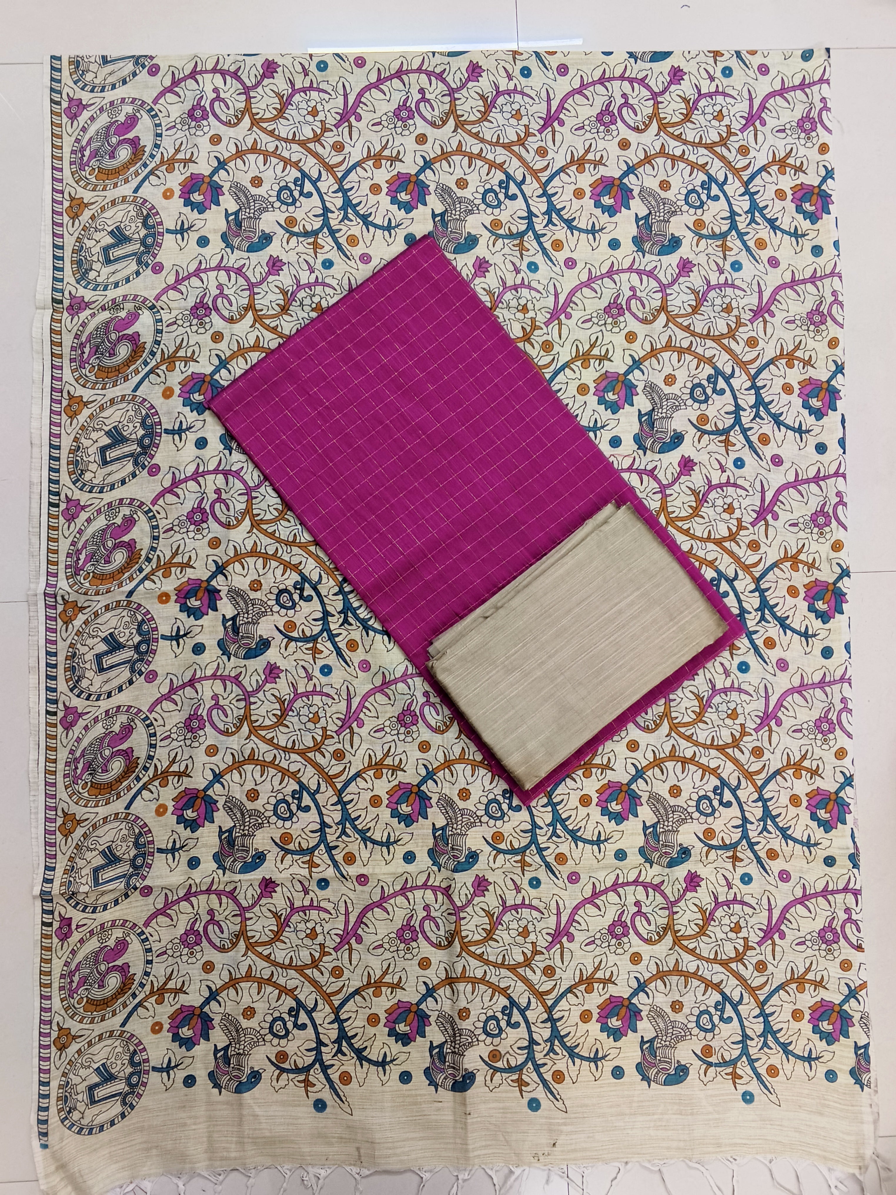baby pink madhubani 3 piece set