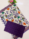 dark purple chennuri silk nizamborder duppata 2 piece set