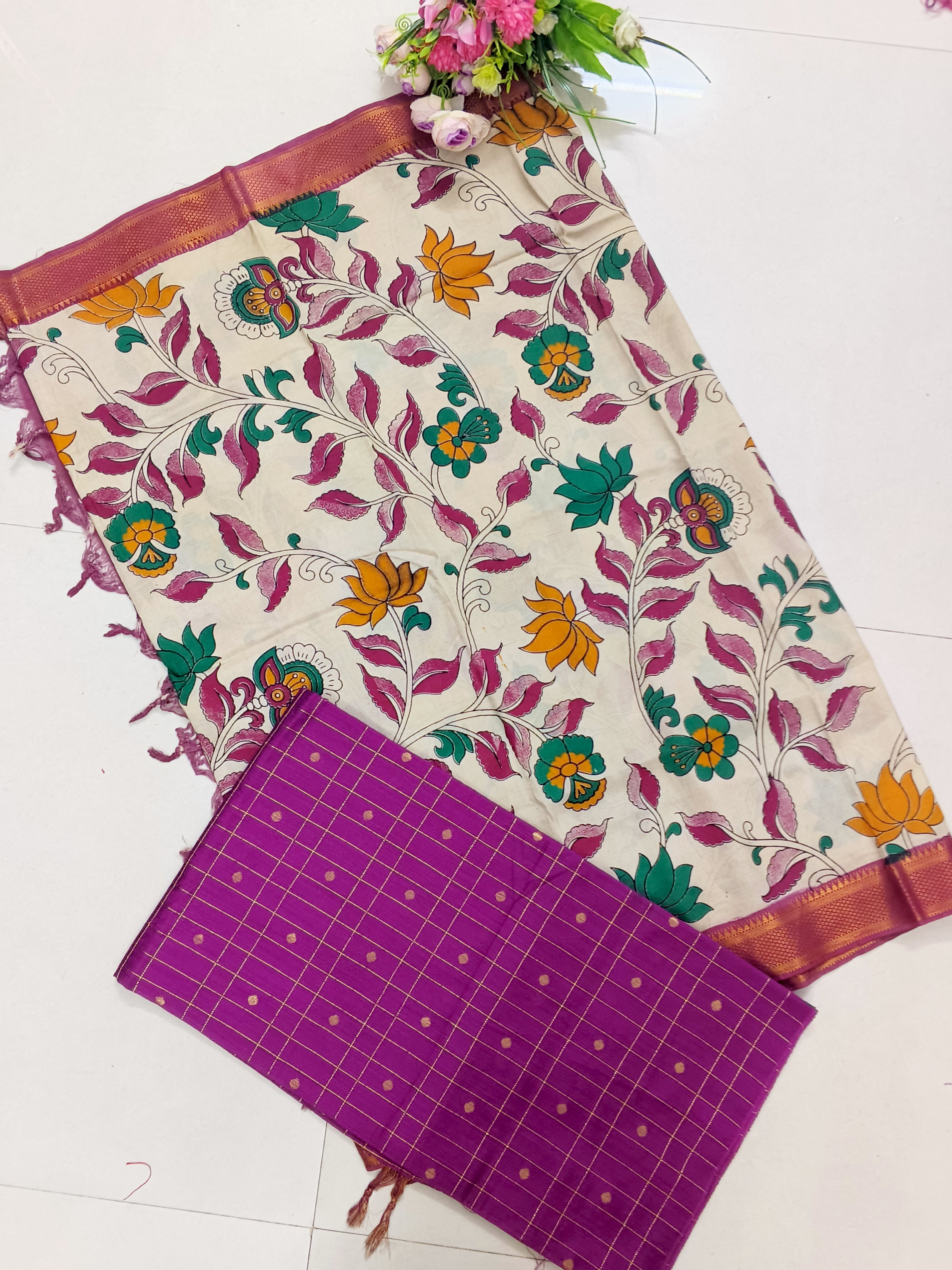 mejanta pink chennuri silk nizam border 2 piece set