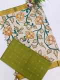 mehandi green chennuri silk nizam border duppata 2 piece set